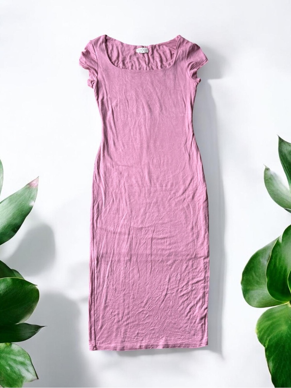 See You Monday Mauve / Light Pink Tshirt Bodycon Midi Dress Size M